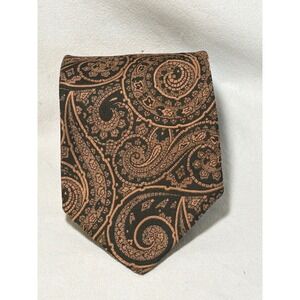 Resilio Mens Paisley Necktie Black Copper Brown Textured Classic Formal Tie